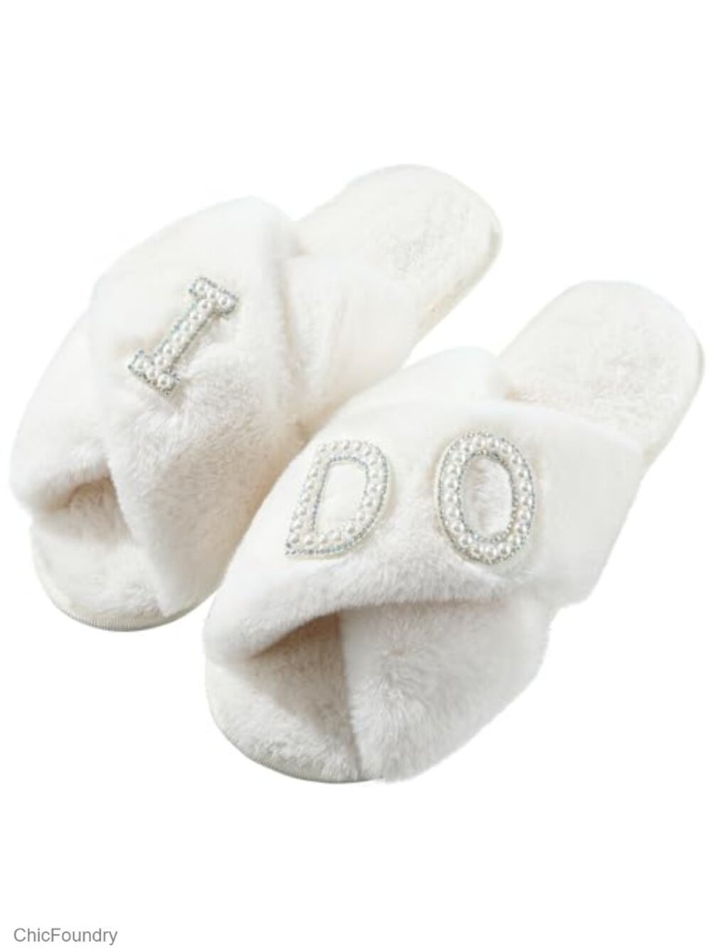 Bride Plush Open Toe Slippers for Wedding Party, Bridal Shower